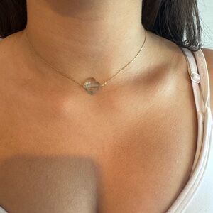 Morganne Bello light Green quartz Clover necklace 18 Kt yellow gold necklace